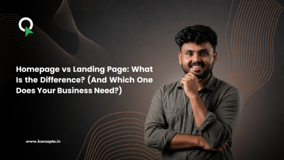 Illustration for a blog explaining the difference between a homepage and a landing page for business websites.