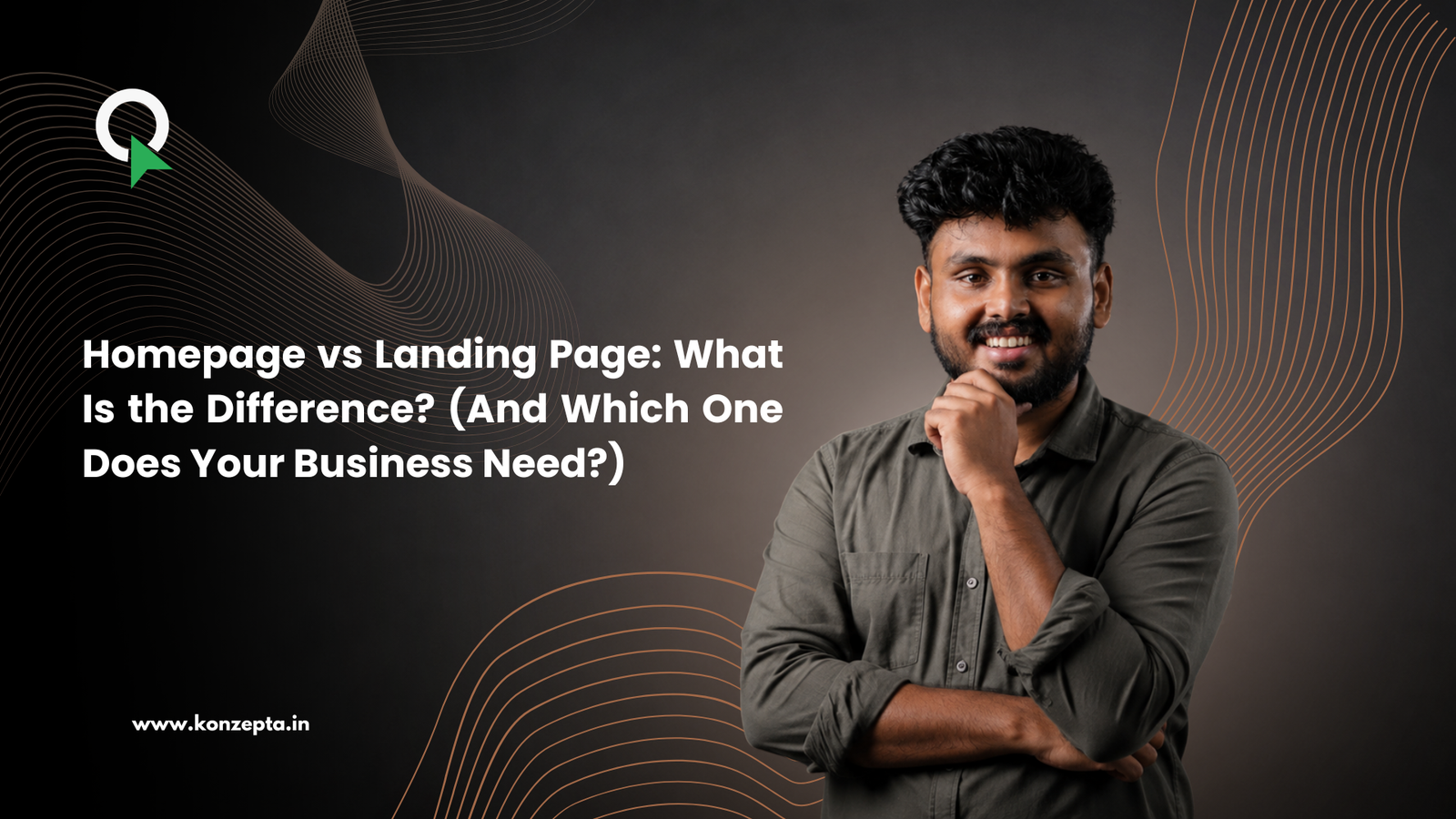 Illustration for a blog explaining the difference between a homepage and a landing page for business websites.